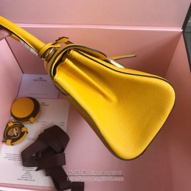 DELVAUX女包 2019春夏最新色 專櫃原廠皮 德爾沃女手提包 DS0028太陽黃 大號Delvaux單肩包  fcs1144
